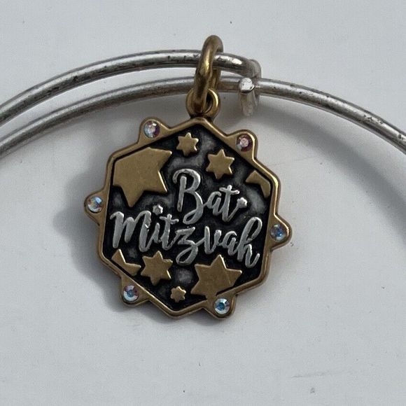 NWT Alex and Ani Bat Mitzvah Charm Bangle Two Tone Silver Gold Bracelet Judaica - Picture 3 of 9